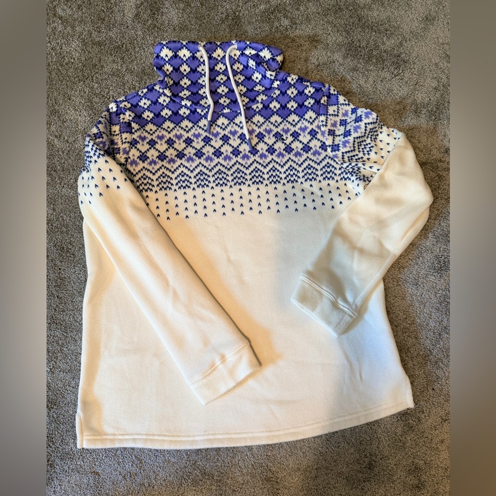 Vineyard Vines Purple and Cream Fleece Funnel Neck